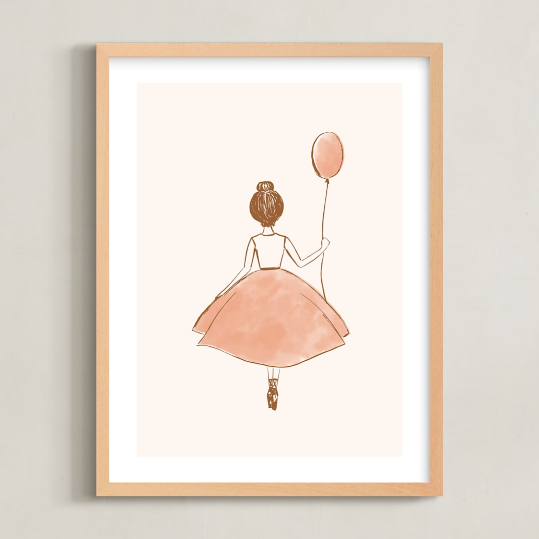 "My Little Ballerina" - Art Print in Peach by Belia Simm - Framed