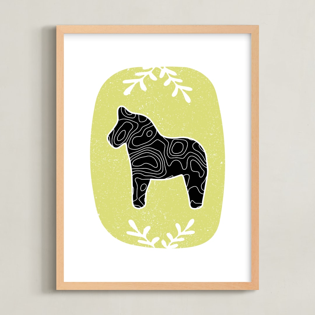 "Dear Dala" - Art Print in Celery by Alicia Youngken - Framed