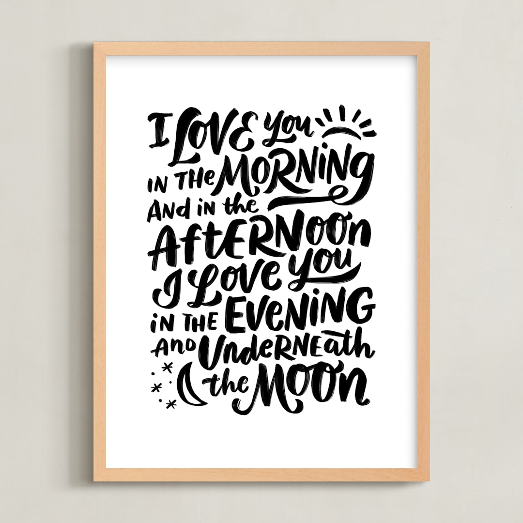 "I Love You in the Morning" - Art Print in Black by Laura Bolter - Framed