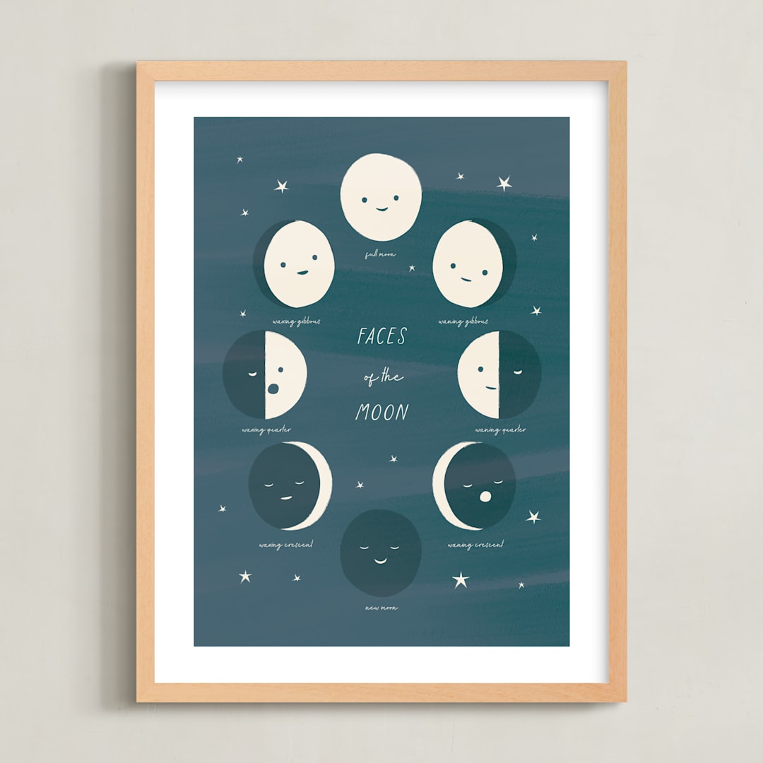 "Faces of the Moon" - Art Print in Slate by Ani Somi - Framed