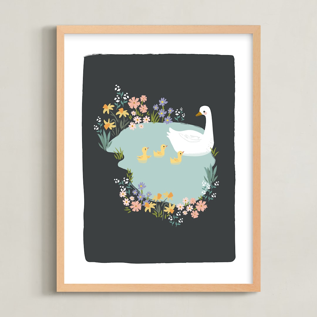 "little duck pond" - Art Print in Twilight by Karidy Walker - Framed