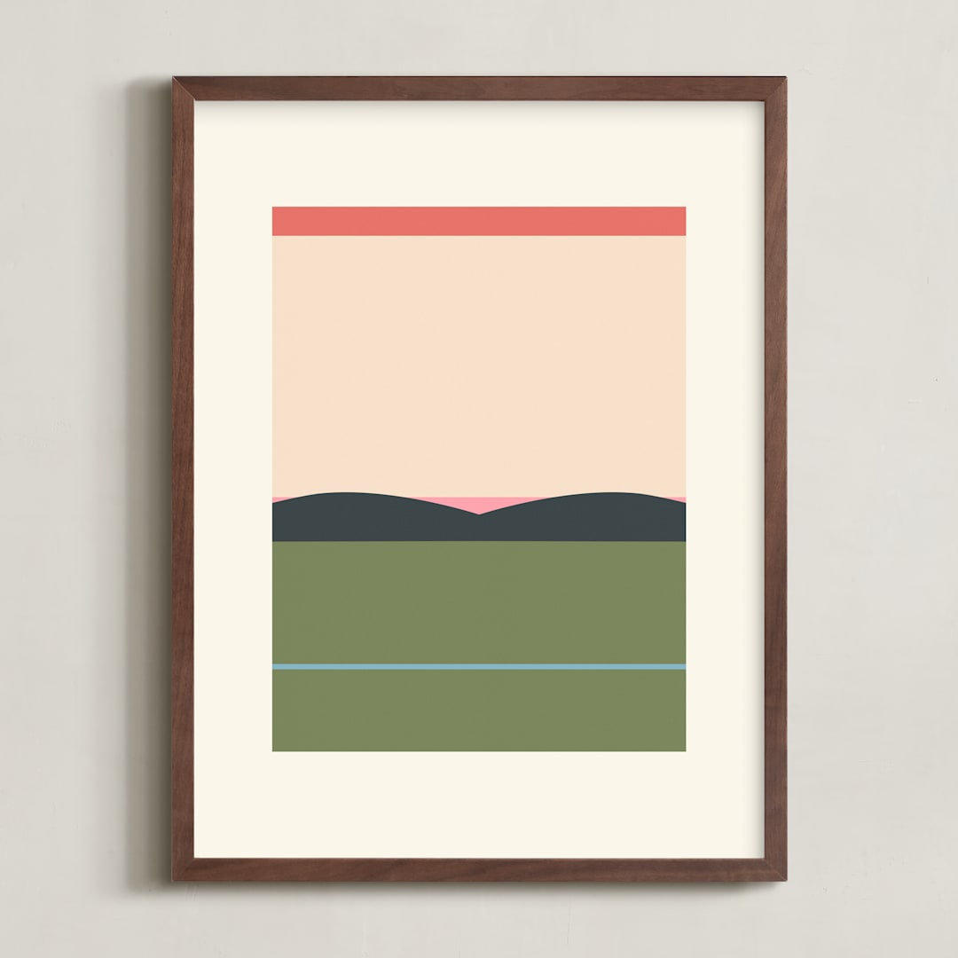 "Horizons Set 3" - Art Print in Grass Green by Roseanne Kenny - Framed