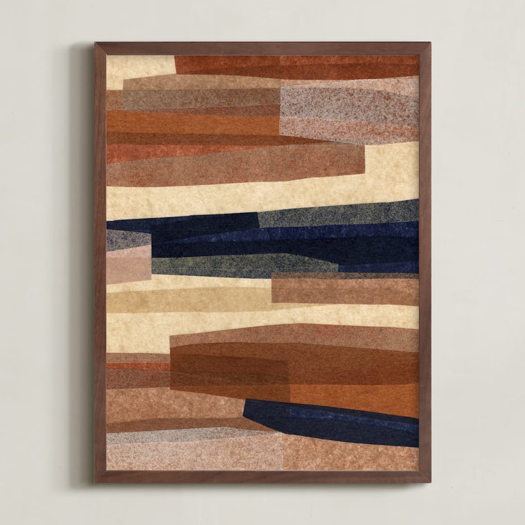 "Paper Pile II" - Art Print in Rust by Carrie Moradi - Framed