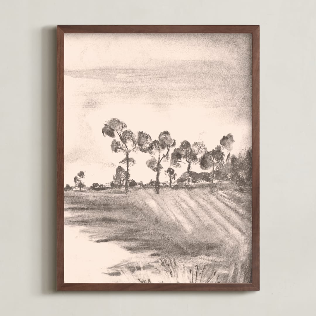 "Countryside II" - Art Print in Rose by Teju Reval - Framed