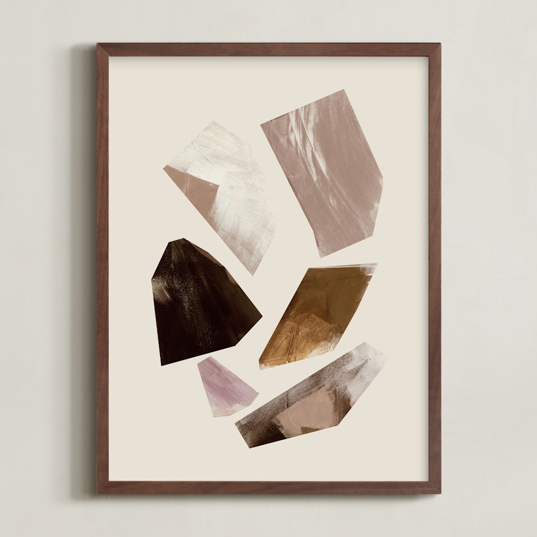 "Compositional Shapes 1" - Art Print in Leather by Melanie Severin - Framed