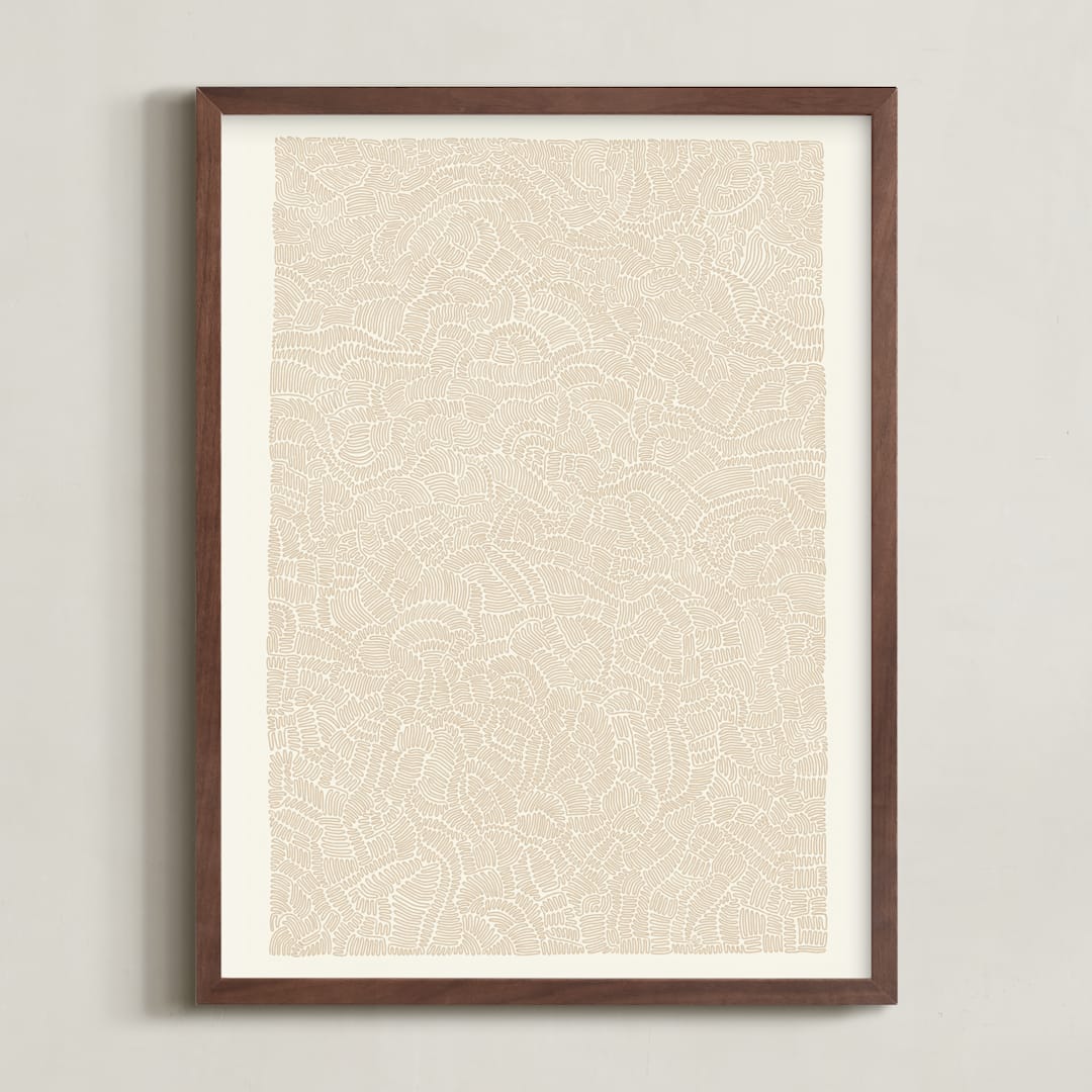 "Broadleaf" - Art Print in Warm Sand by Emily Kariniemi - Framed