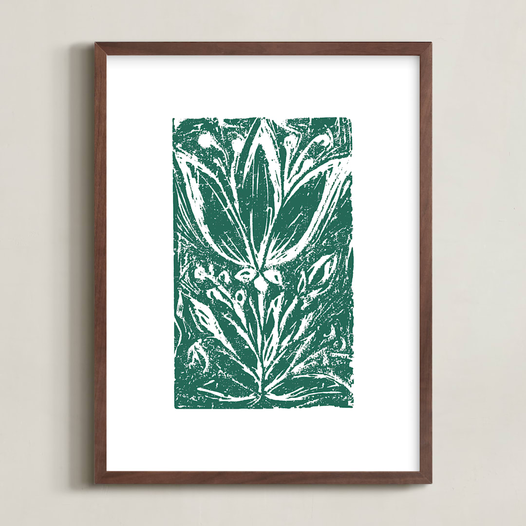 "Garden Print" - Art Print in Emerald Forest by Meggy Masters - Framed