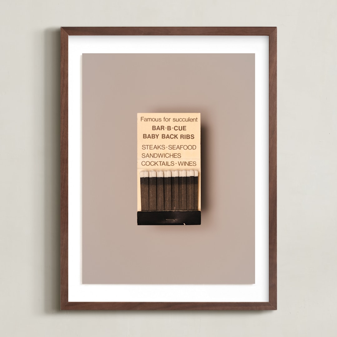 "Famous Food Black" - Art Print in Barbeque Black by Andrew McClintock - Framed