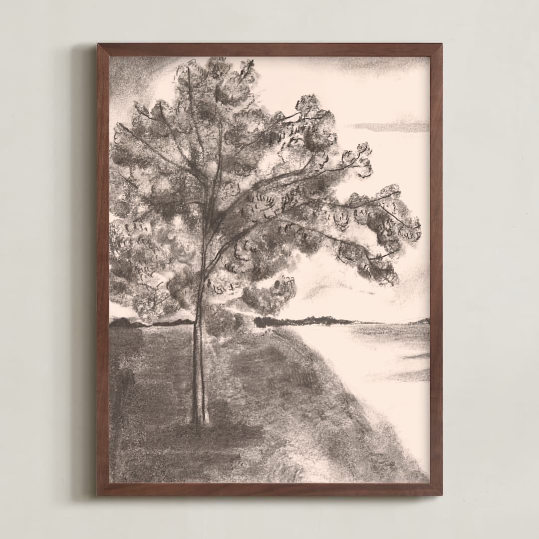 "Countryside I" - Art Print in Rose by Teju Reval - Framed