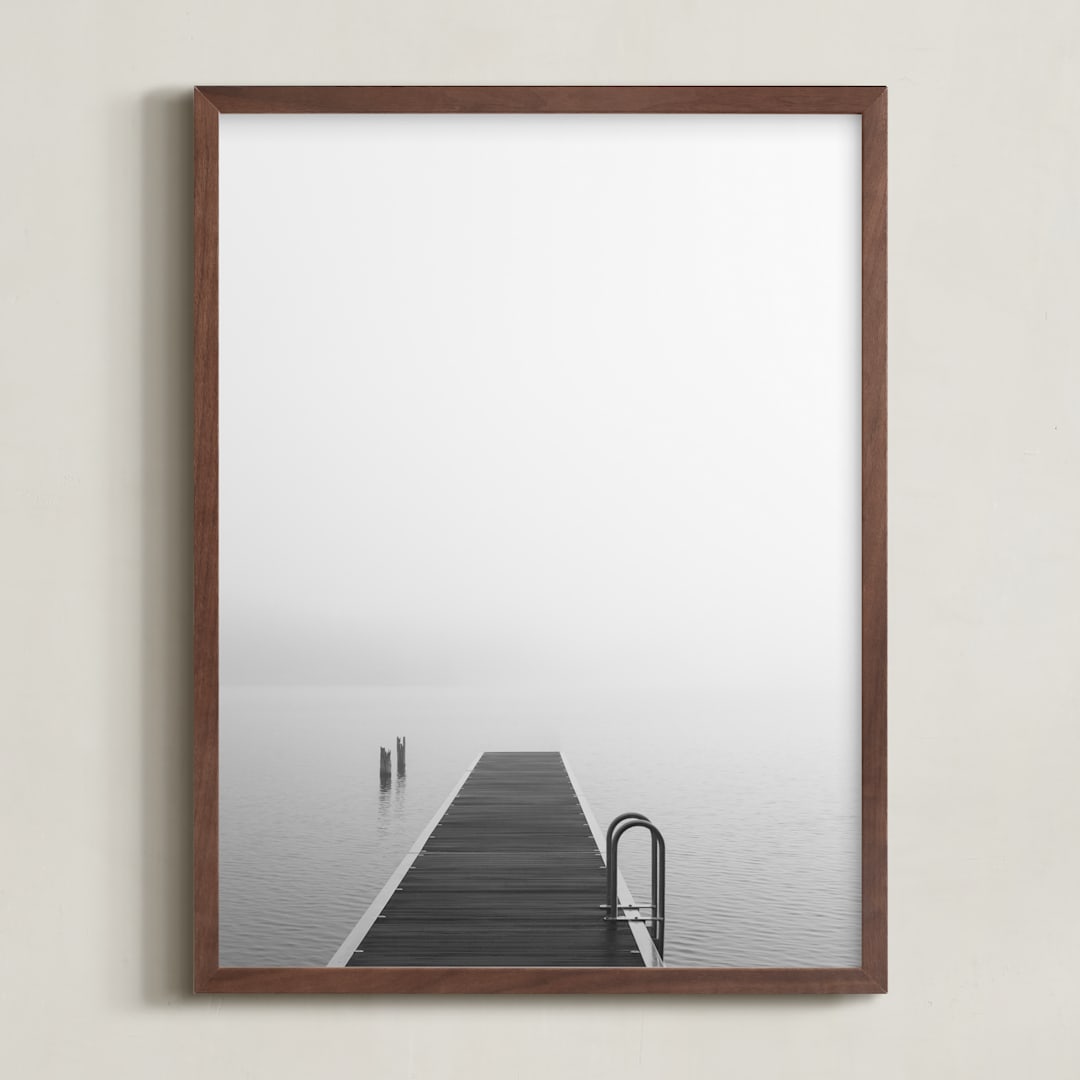 "The Edge" - Art Print in Light Grey by Jennifer Morrow - Framed