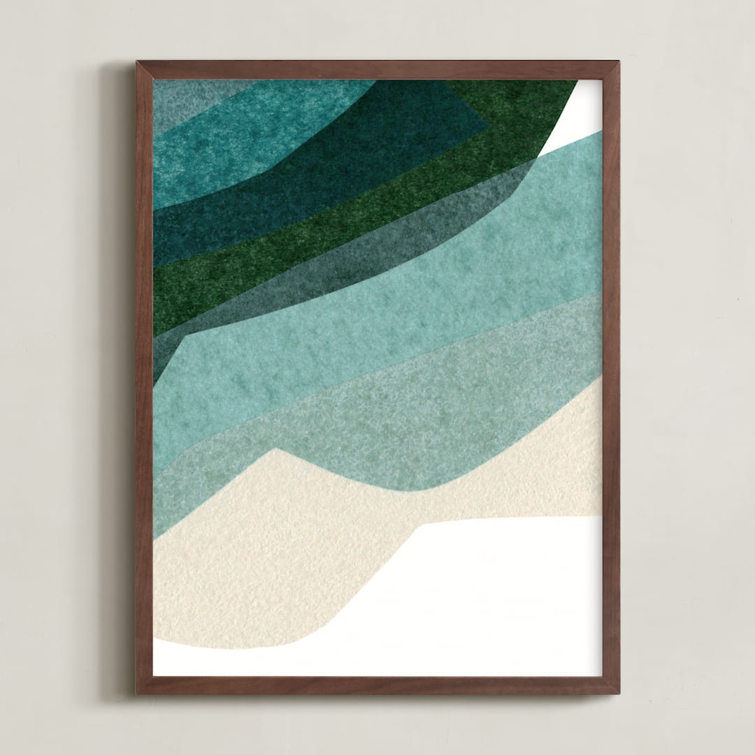 "Rippling Fields II" - Art Print in sea foam by Carrie Moradi - Framed