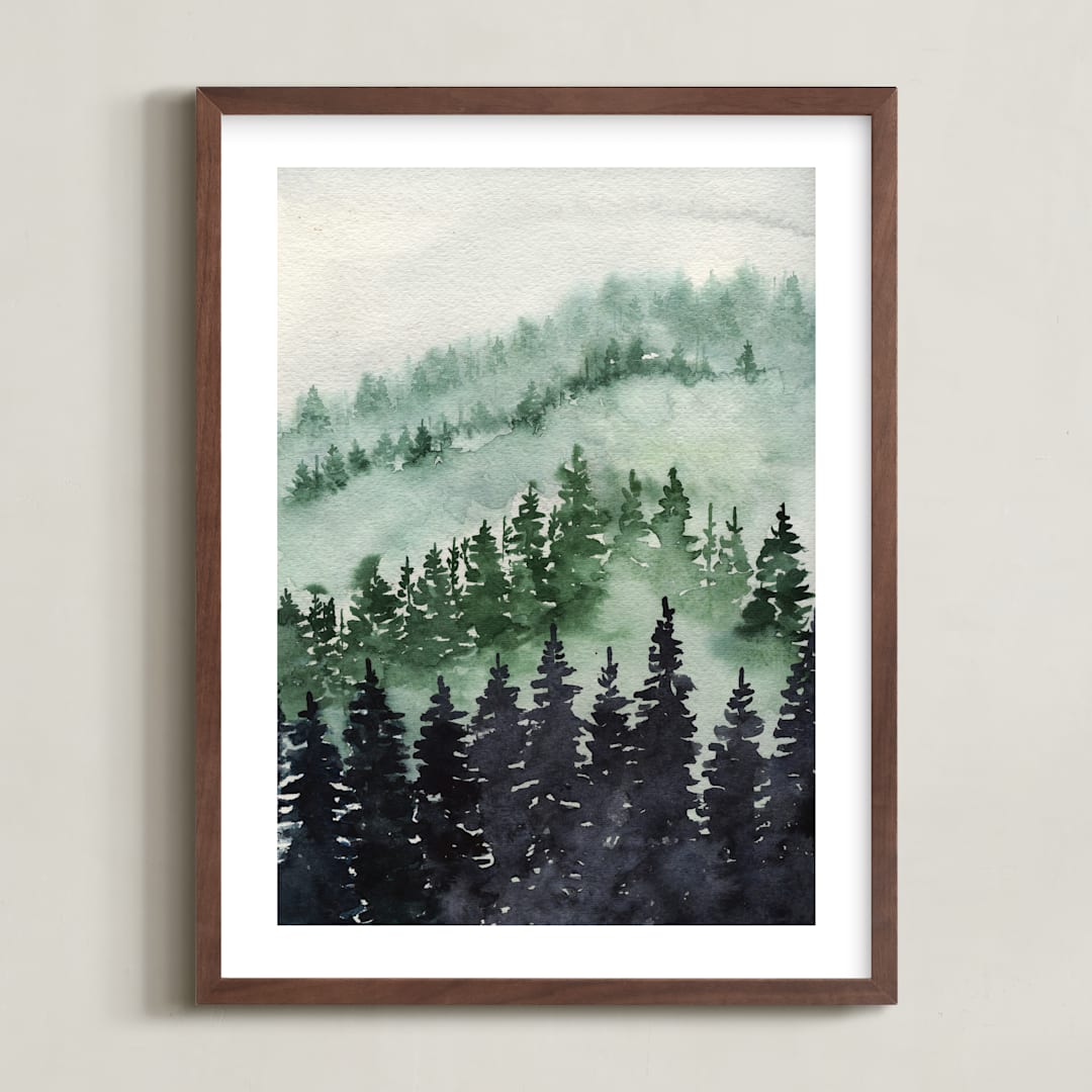 "Alaska Pines" - Art Print in White by Kelsey McNatt - Framed