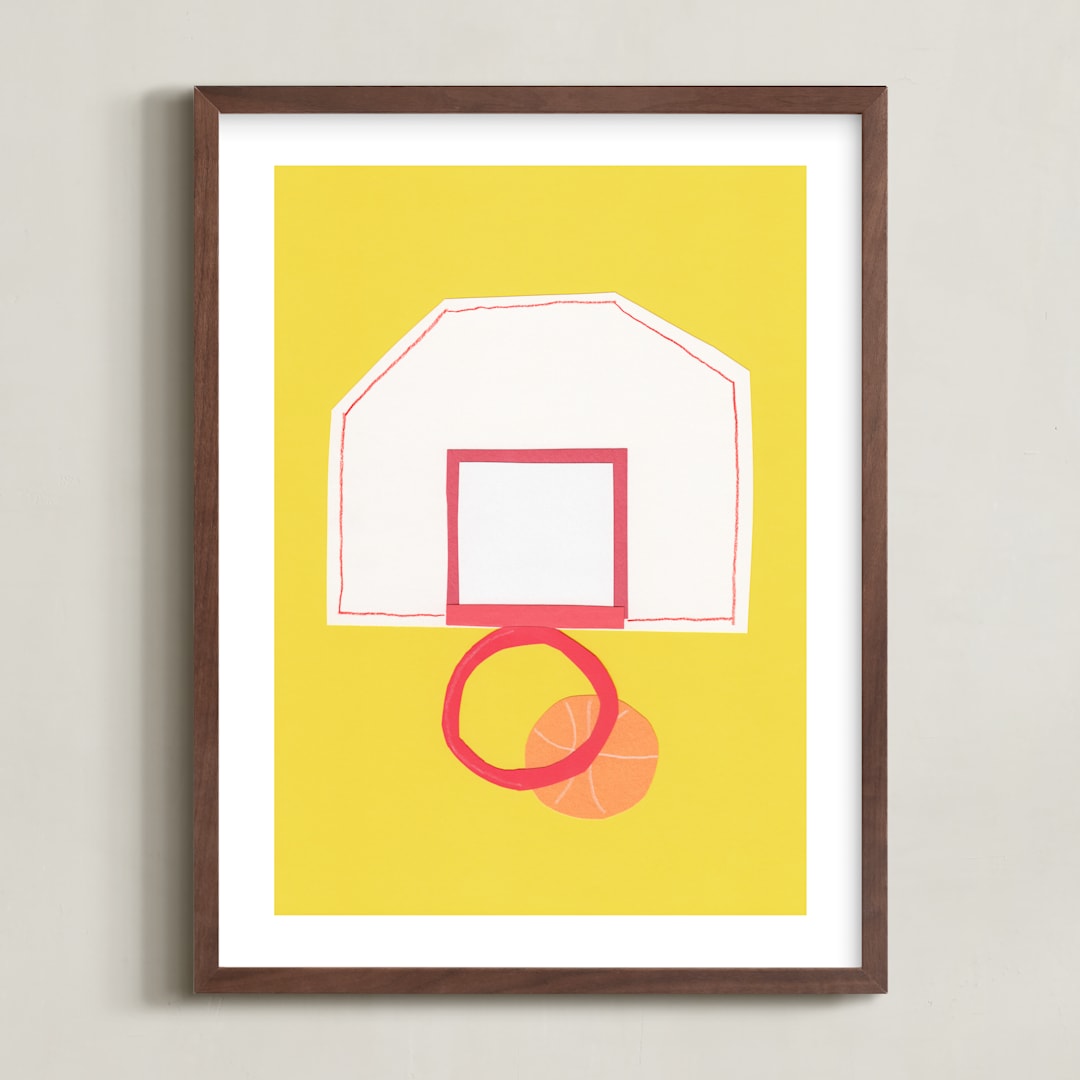 "Basketball Hoop" - Art Print in Slam Dunk Sun by Elliot Stokes - Framed
