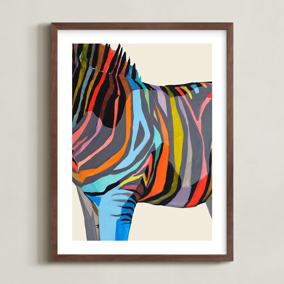 "Safari Stripes" - Art Print in Multi by Jess Franks - Framed