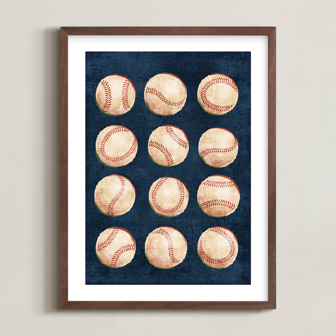 "Dinger 1 Spin Cycle" - Art Print in Navy by Kamala Nahas - Framed