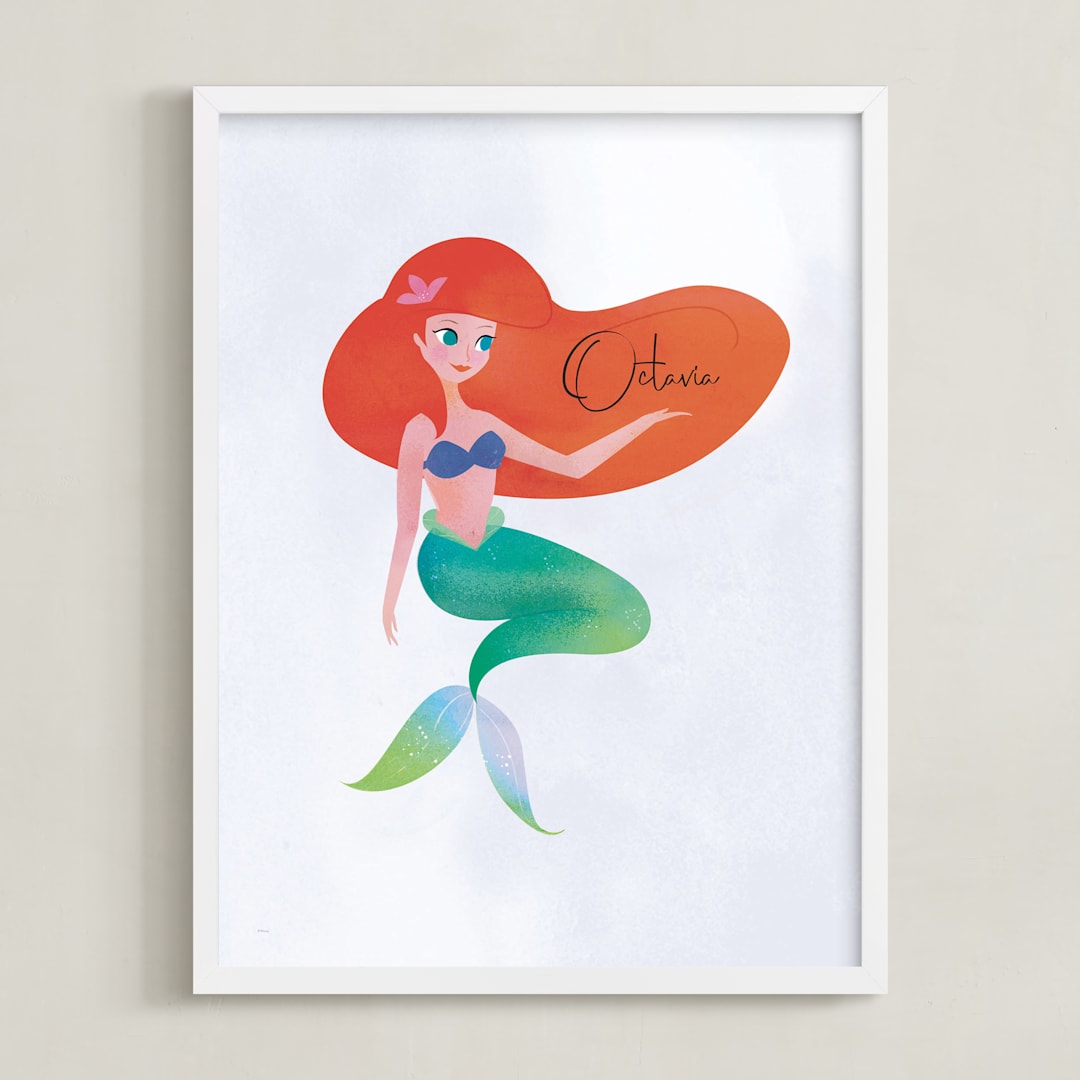"Under The Sea With Ariel from Disney's The Little Mermaid" - Personalized Art Print in Starfish by Lori Wemple - Framed