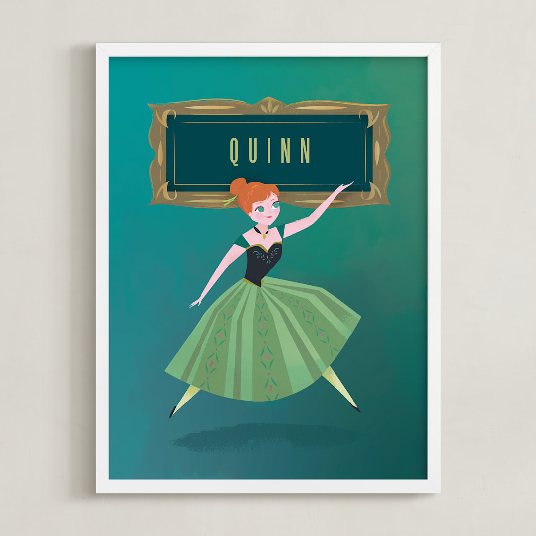 "Anna's Frame from Disney's Frozen" - Personalized Art Print in Sage by Lori Wemple - Framed
