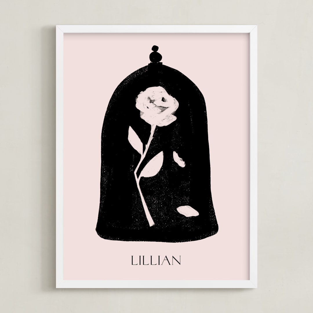 "Enchanted Disney Beauty And The Beast" - Personalized Art Print in Petal by Robin Ott - Framed