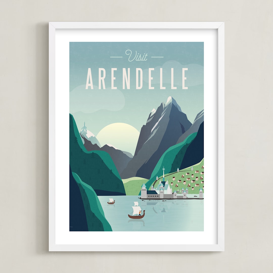 "Visit Arendelle" - Art Print in Glacier by Erica Krystek - Framed