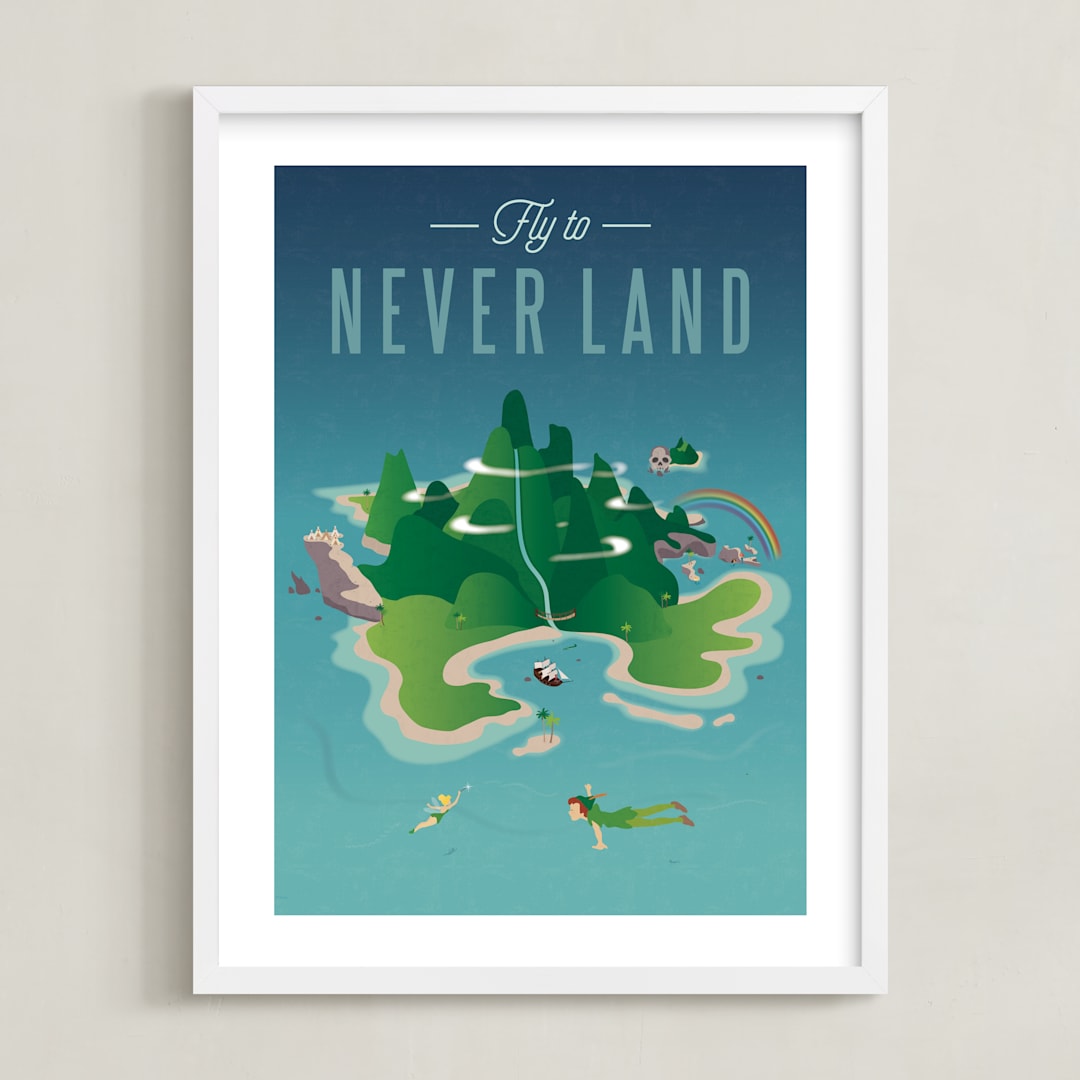 "Fly To Neverland" - Art Print in Island by Erica Krystek - Framed