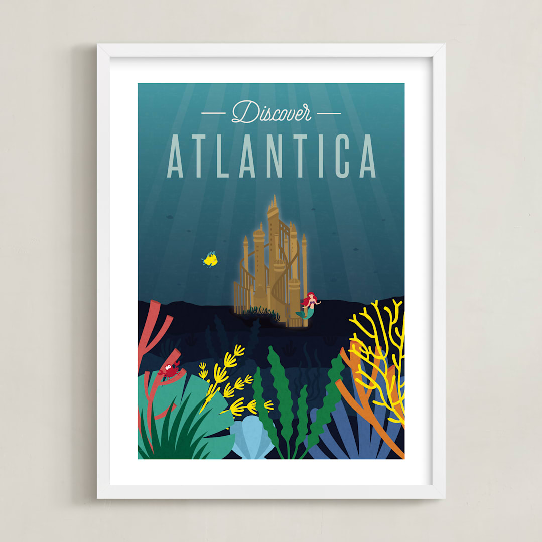 "Discover Atlantica" - Art Print in Deep Sea by Erica Krystek - Framed