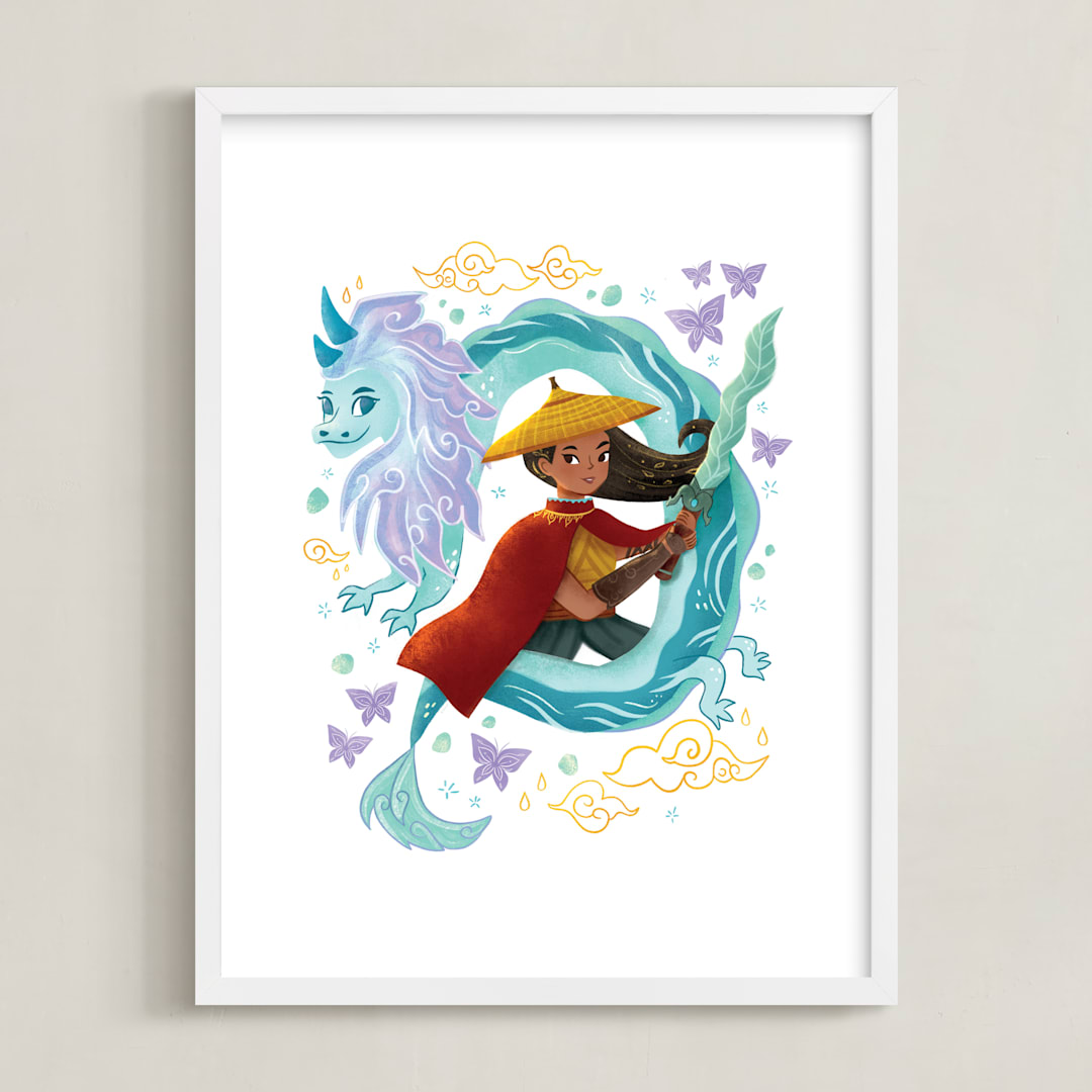 "Warrior Princess Raya" - Art Print in Water Dragon by curiouszhi - Framed
