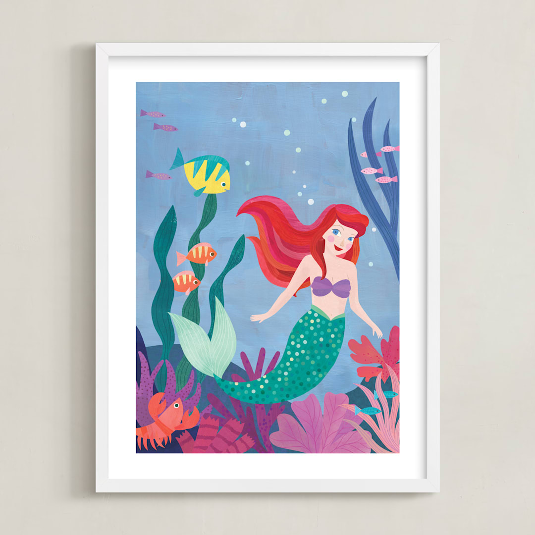 "Ariel & Friends" - Art Print in Sea by melanie mikecz - Framed