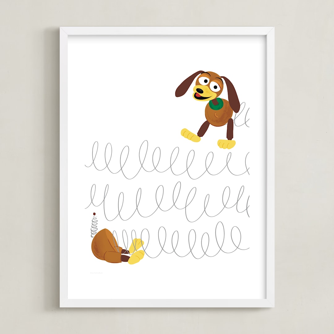 "Slinky Dog Saves the Day" - Art Print in Bark by Jackie Crawford - Framed