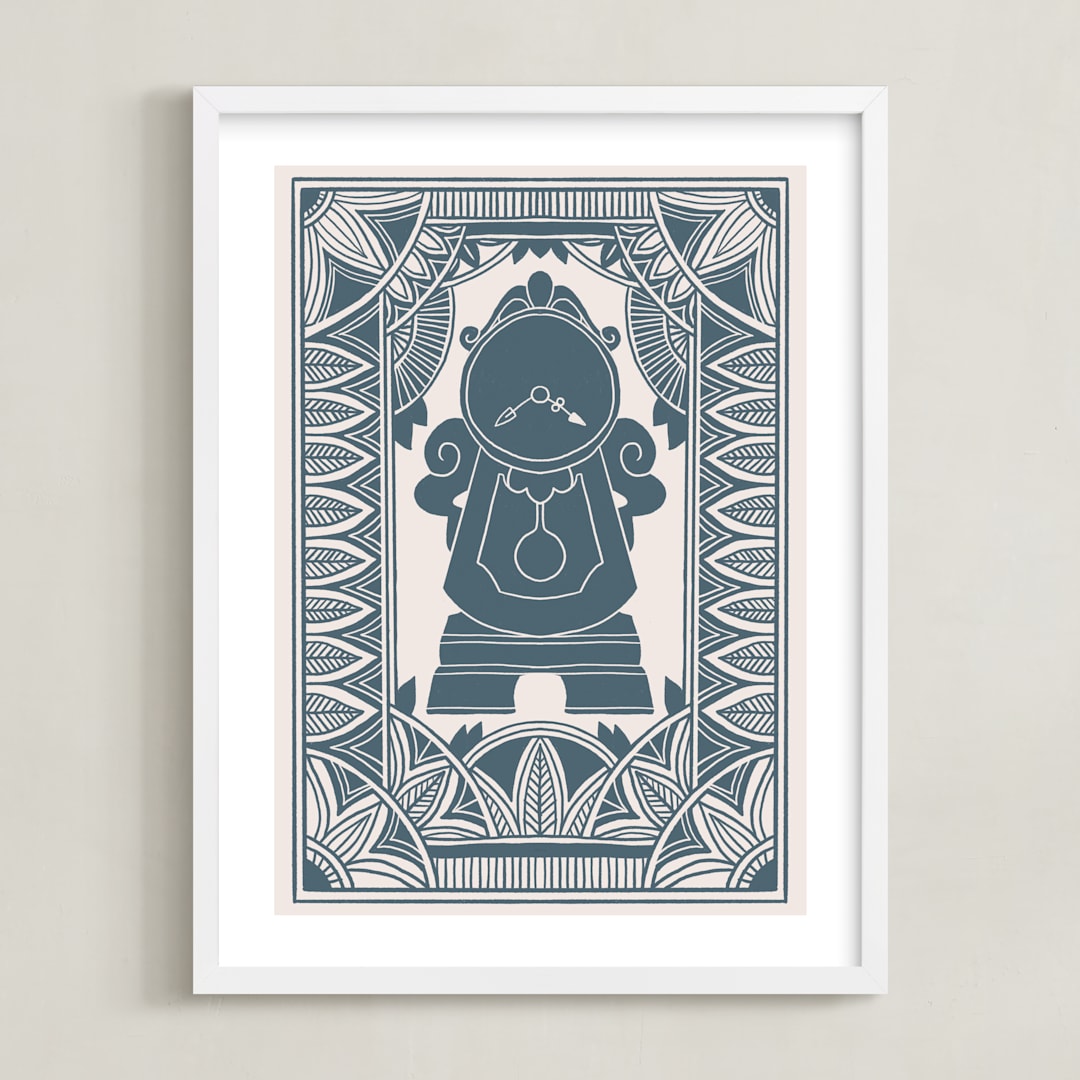 "Cogsworth from Disney's Beauty And The Beast " - Art Print in Porcelain by Katharine Watson - Framed