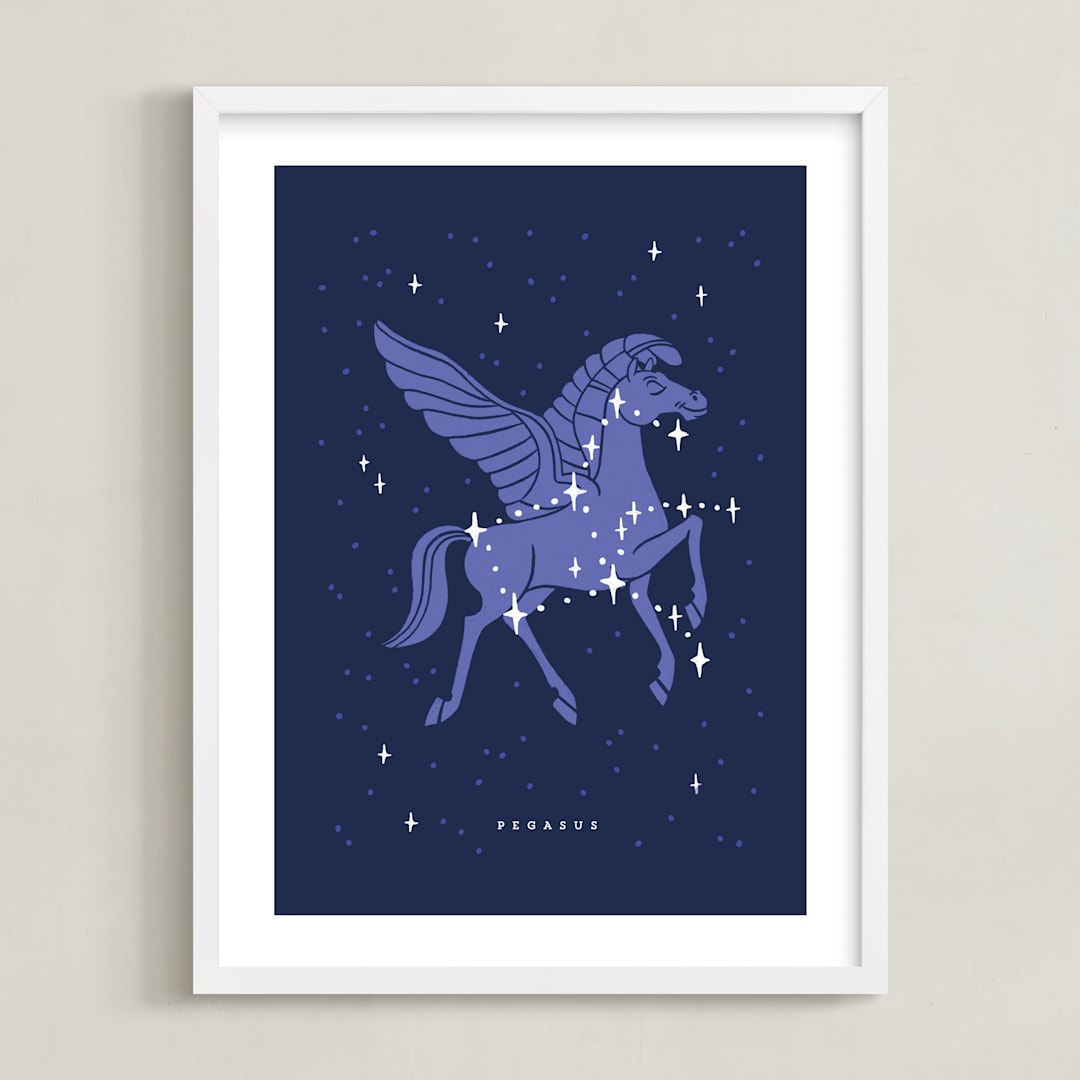 "Disney's Pegasus Stars Are Born" - Art Print in Purple by Rebecca Smith - Framed