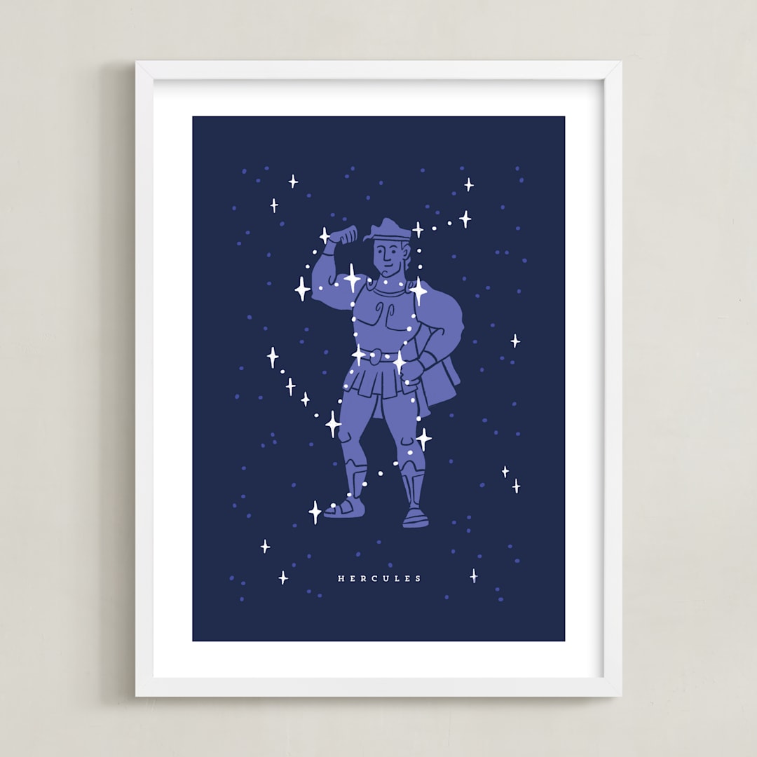 "Disney's Hercules Stars Are Born" - Art Print in Pruple by Rebecca Smith - Framed