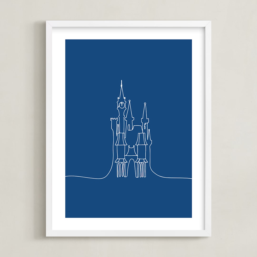 "The Castle from Disney's Cinderella" - Art Print in Midnight by Britt Mills - Framed