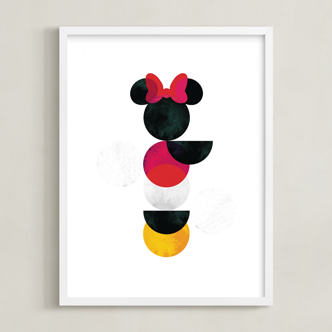 "Disney Minimalist Minnie Mouse" - Art Print in Coal by Anna Joseph - Framed