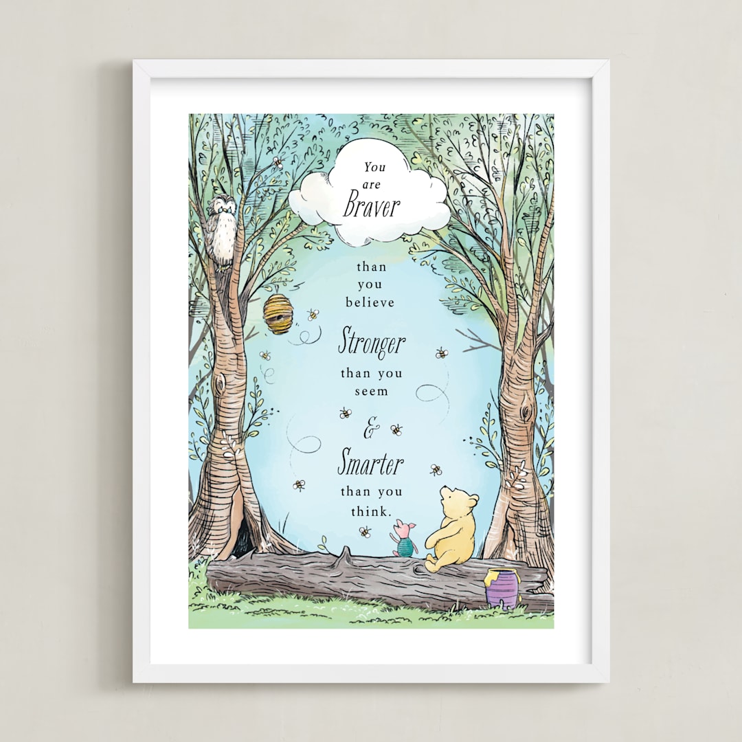 "Disney's Winnie the Pooh in the Wood" - Art Print in Honey by Becky Nimoy - Framed