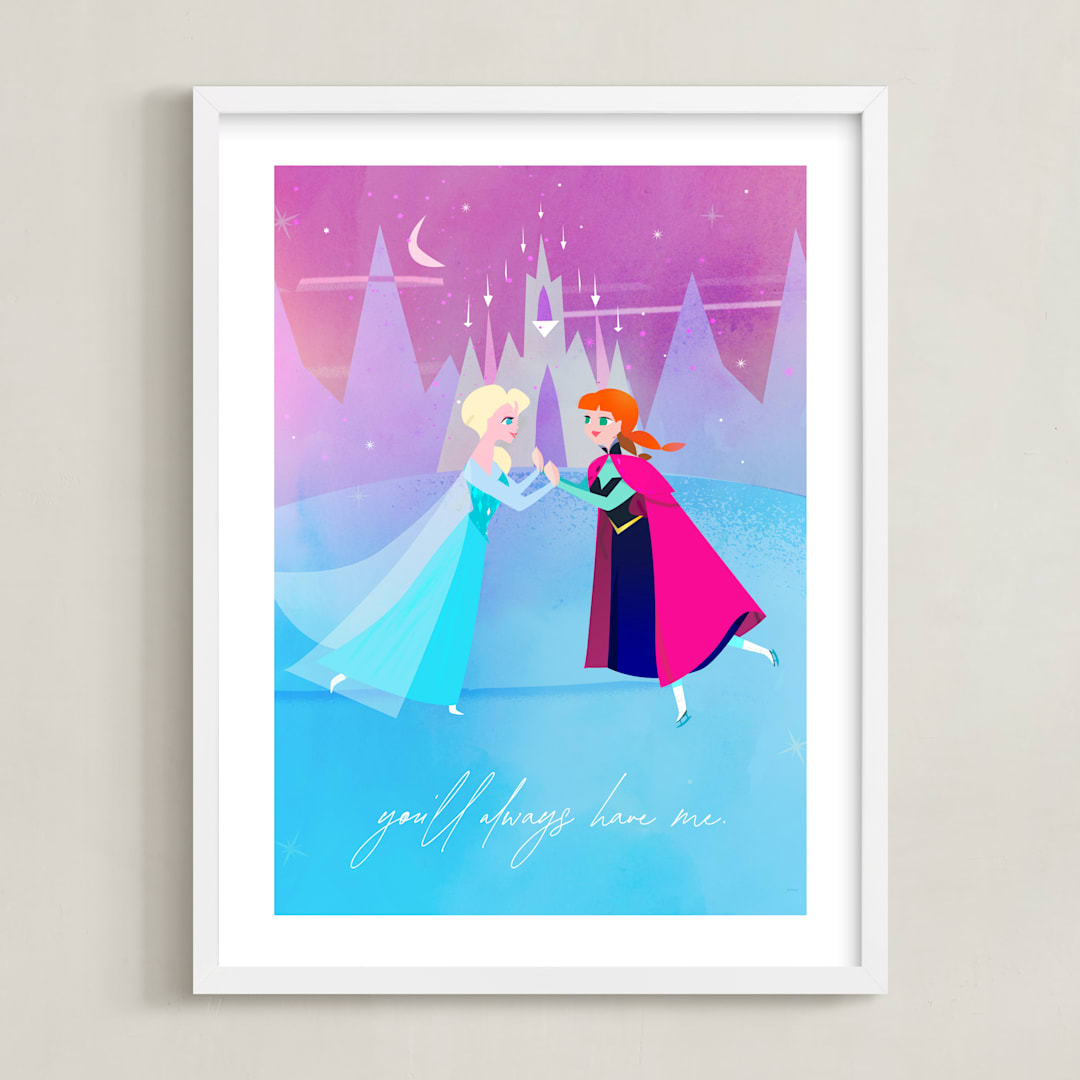"Elsa and Anna from Disney's Frozen" - Art Print in Ice by Lori Wemple - Framed