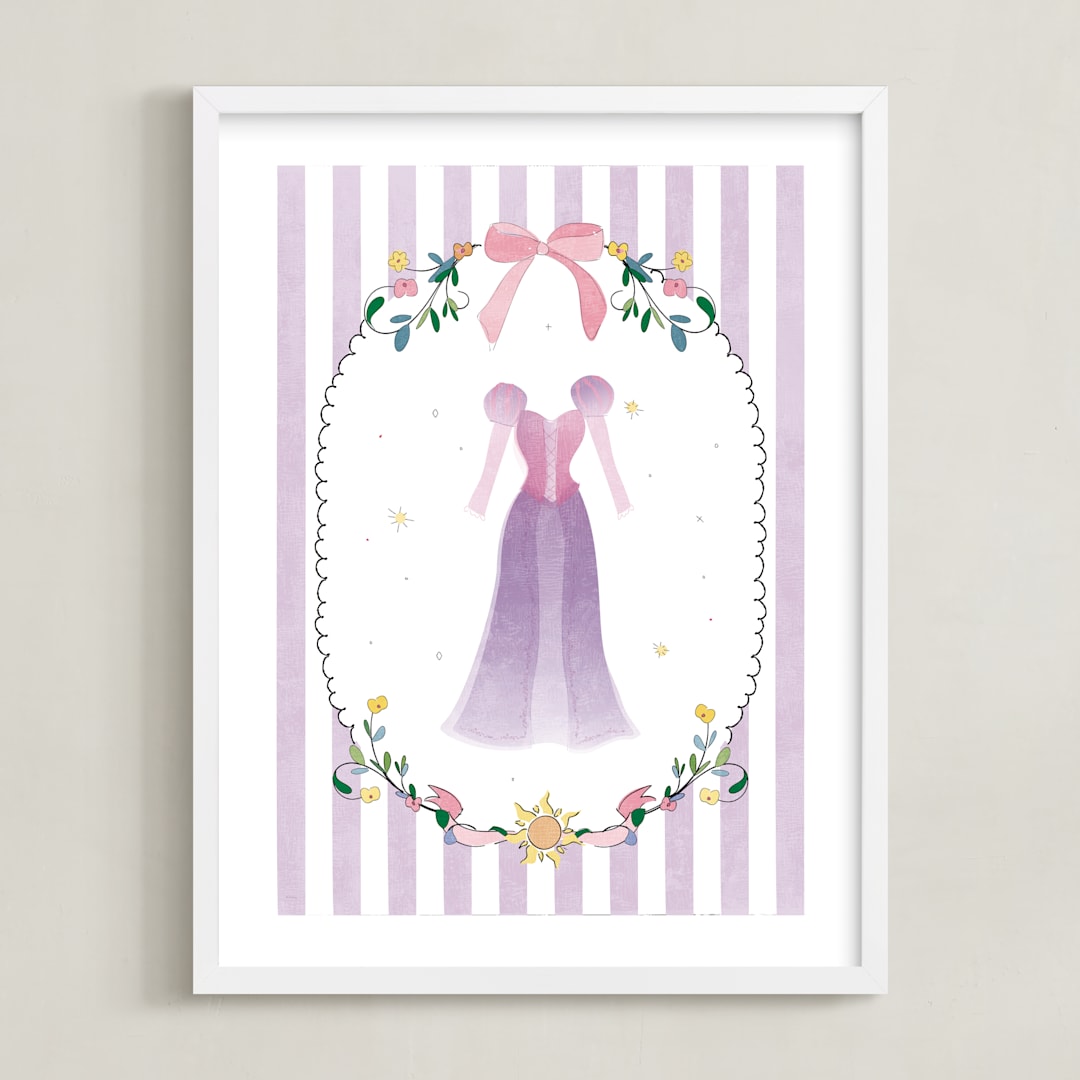 "Disney Princess Rapunzel Dress-Up" - Art Print in Lilac by Kamala Nahas - Framed