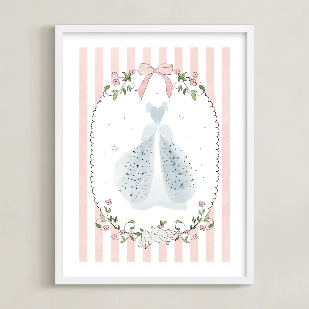 "Disney Princess Cinderella Dress-Up" - Art Print in Blush by Kamala Nahas - Framed