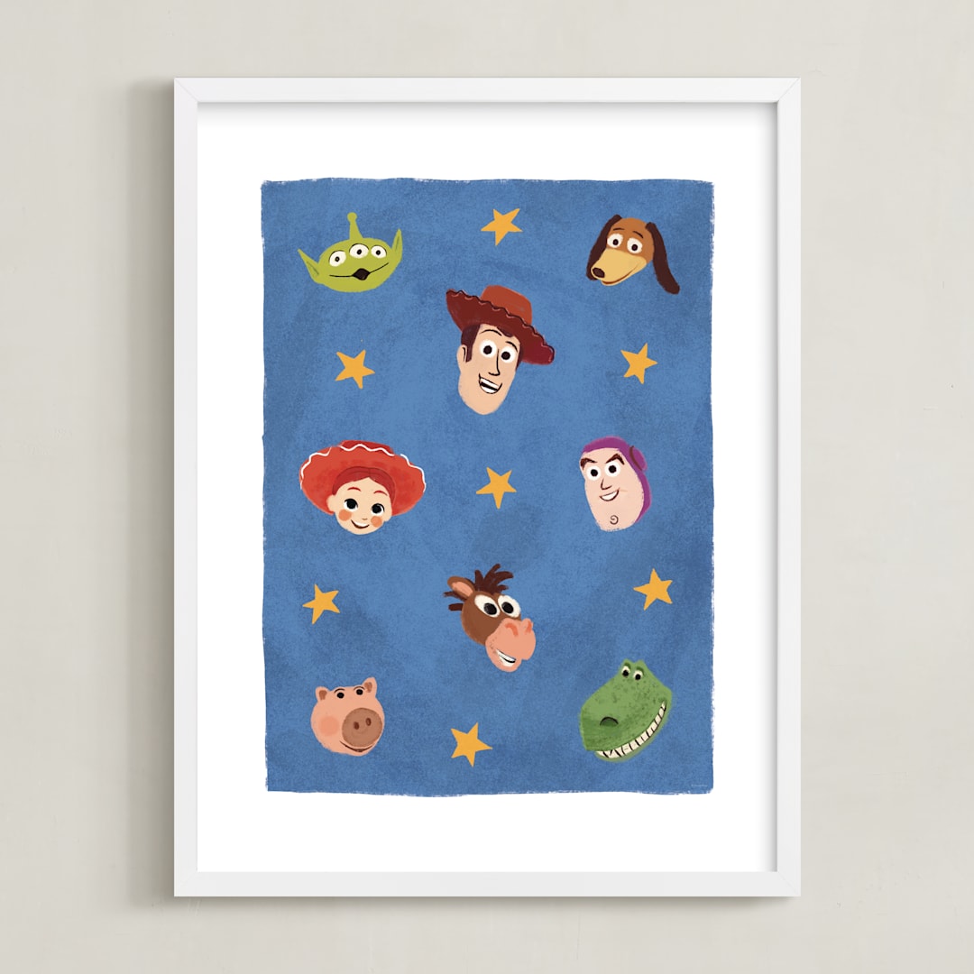 "Disney Pixar's Toy Story Stars" - Art Print in Blue by Dani Lugato - Framed