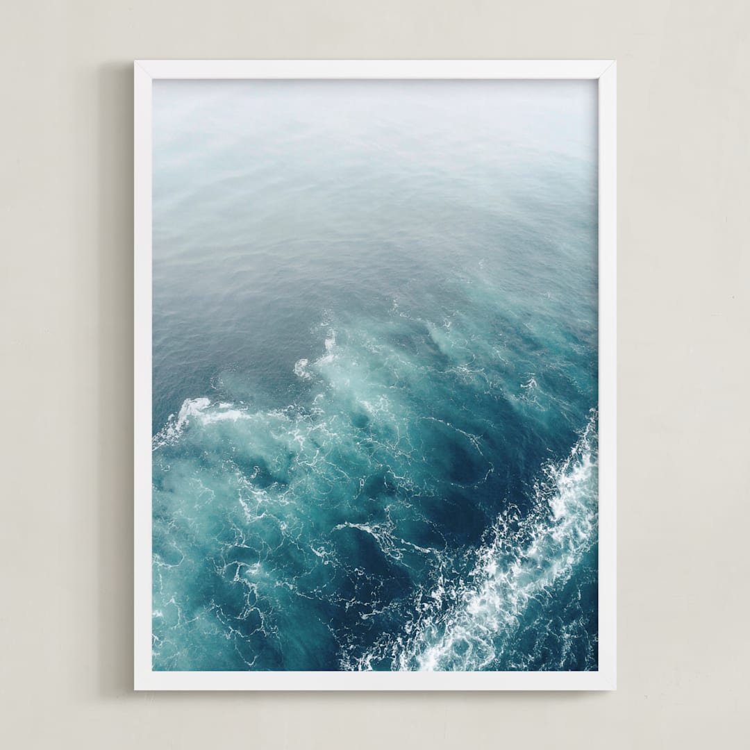 "Marbled Wake" - Art Print in Ocean Blue by studio SYLVO - Framed