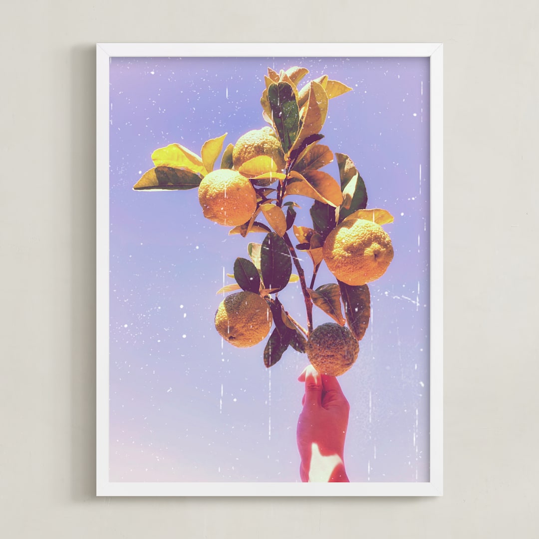 "Lemon Dreaming" - Art Print in Melbourne Periwinkle by Jiny He - Framed