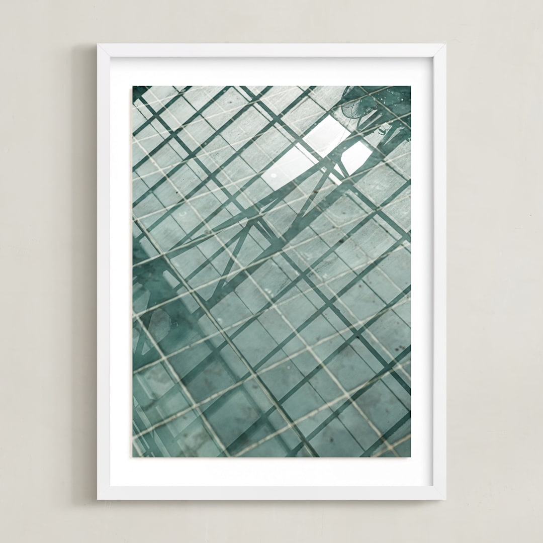 "Weaves of shadows III" - Art Print in Teal Green by Van Tsao - Framed