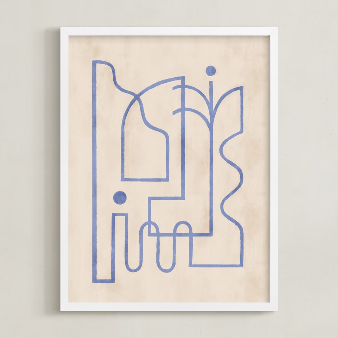 "Through My Window II" - Art Print in soft blue by Pati Cascino - Framed