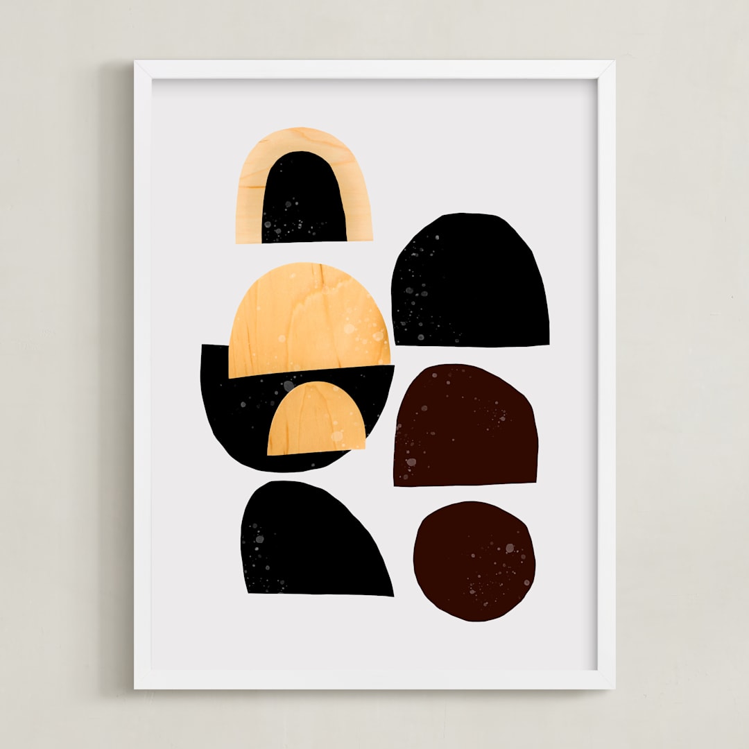 "shapeism" - Art Print in Deep Maroon by Alicia Abla - Framed