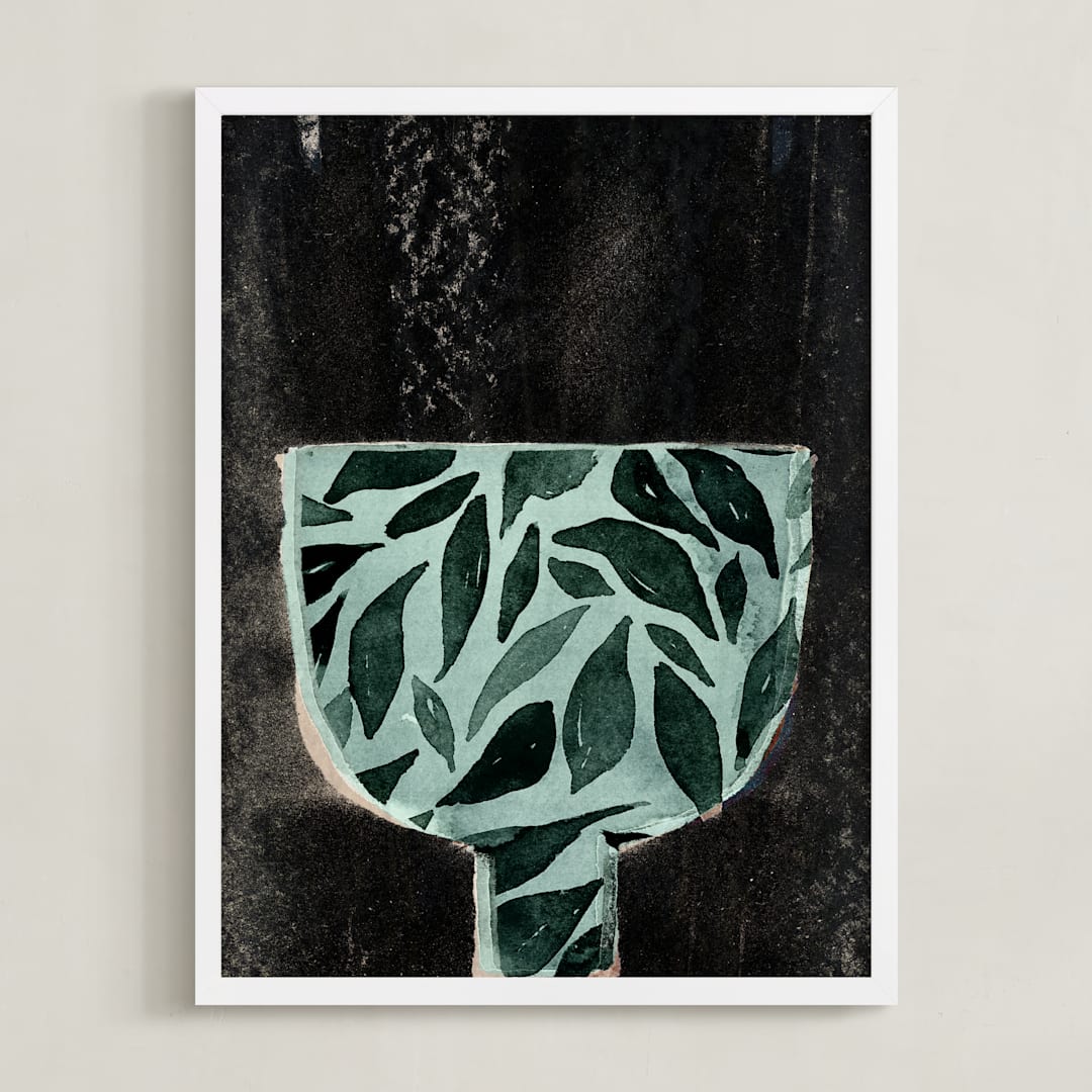 "Farmhouse_bowl_1" - Art Print in green bowl by Bethania Lima - Framed