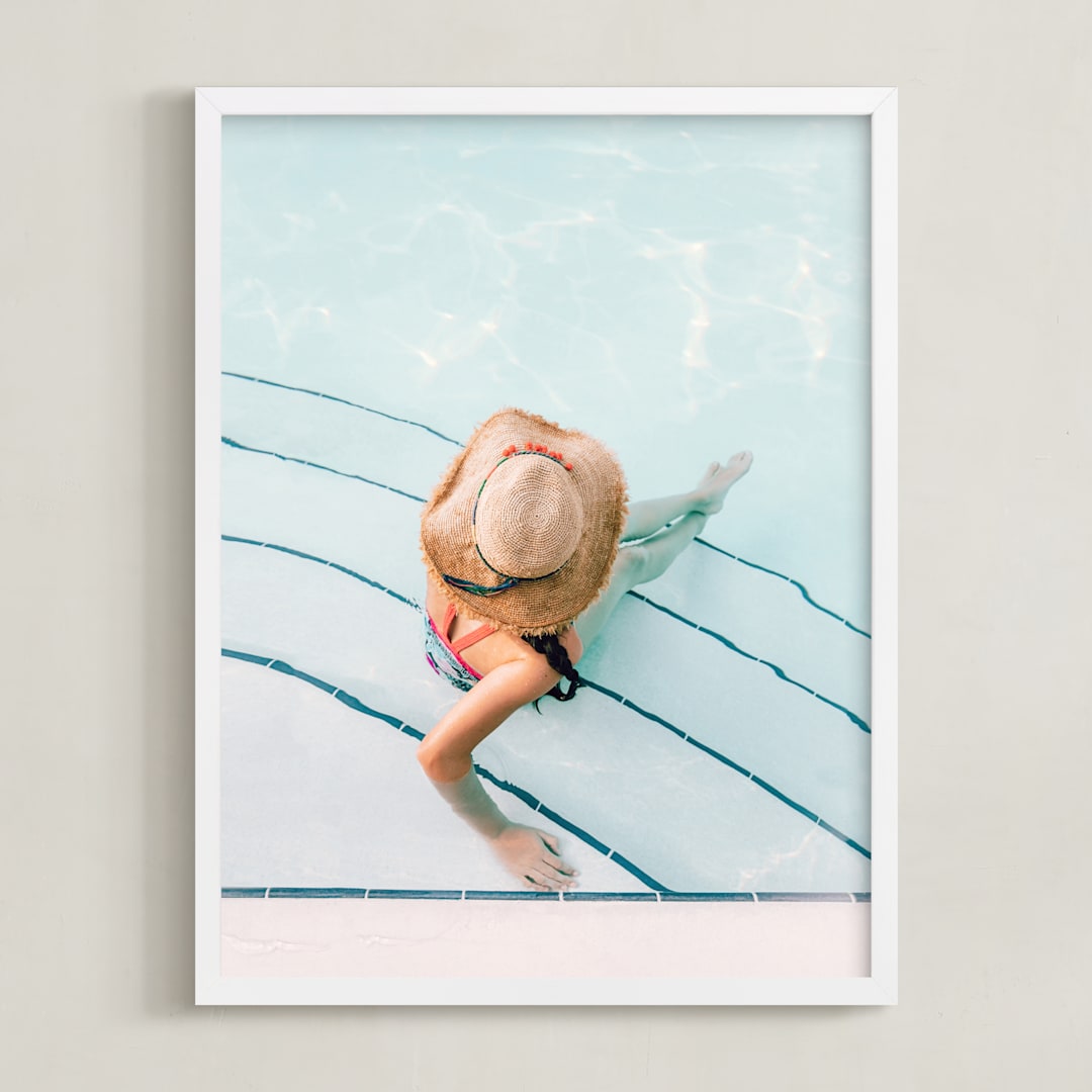 "floppy hat" - Art Print in Poolside Blue by Alicia Abla - Framed