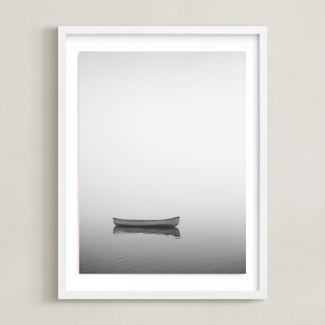 "Solitude In Fog II" - Art Print in Grey Sea by Jennifer Morrow - Framed
