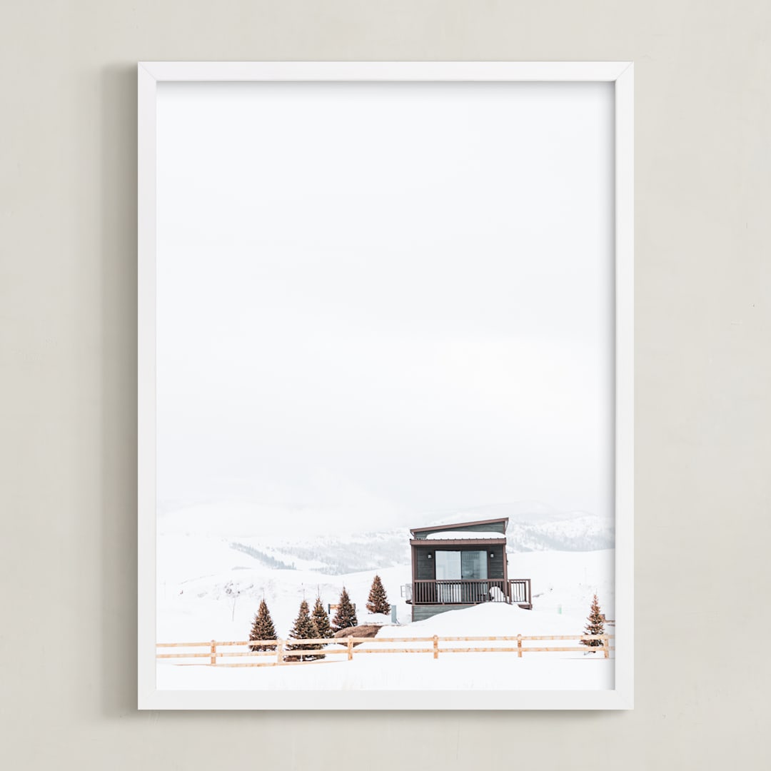 "High Country Home" - Art Print in Snow by Jamie Lollback - Framed