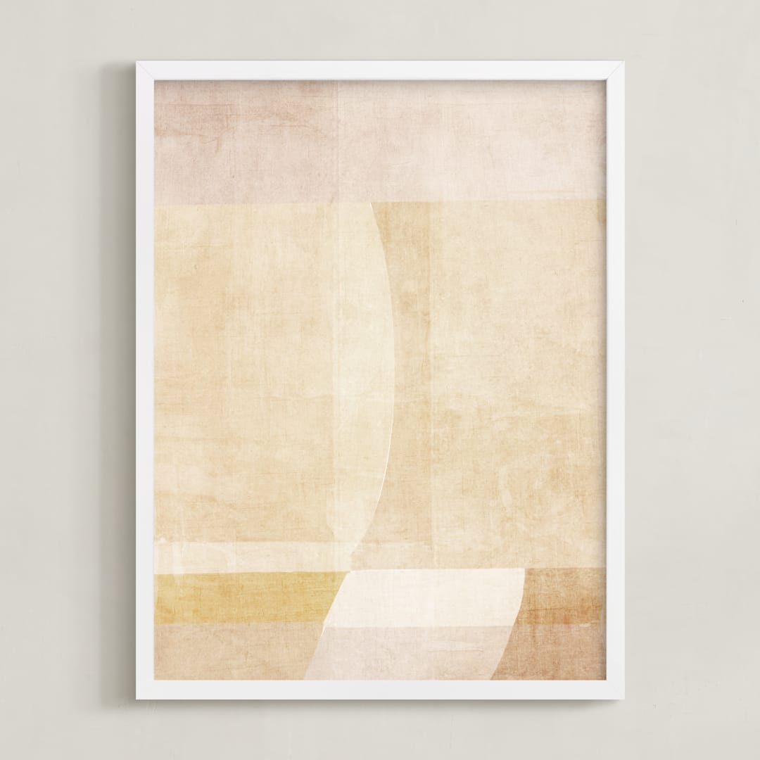 "Shades of neutral." - Art Print in calming beige by Dawn Smith - Framed