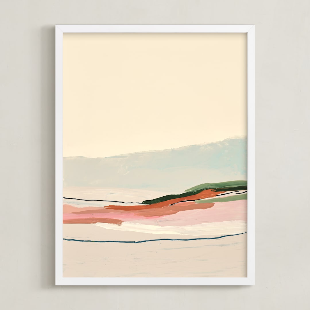 "Marine Layer" - Art Print in Cream by Caryn Owen - Framed