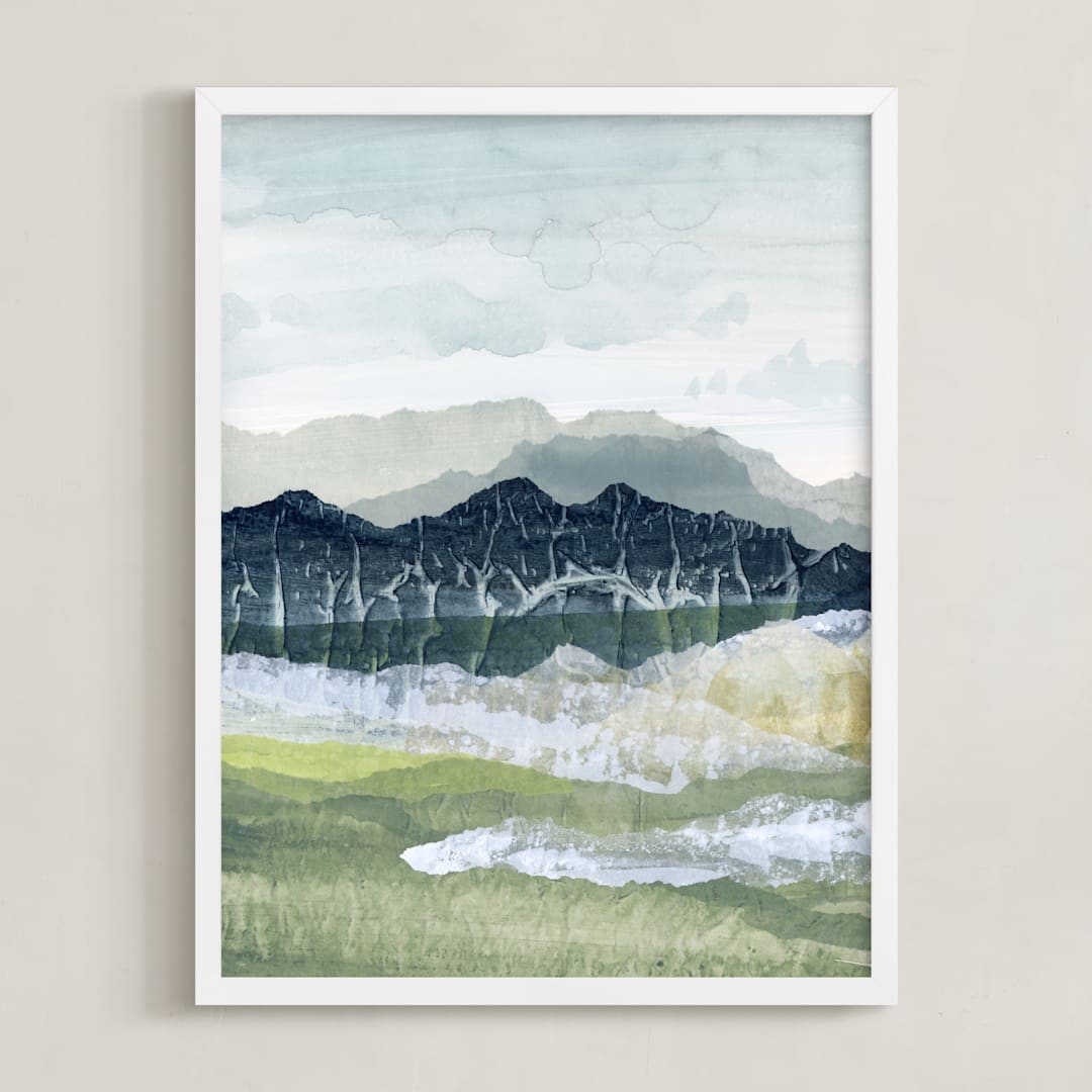 "Sapphire Ridge 1" - Art Print in Deep Blue by Lara Eckerman - Framed